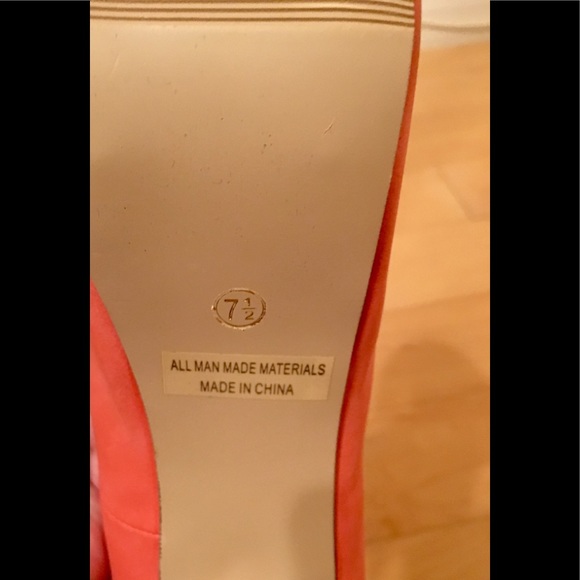 New orange suede heels/ platform pumps - Picture 3 of 6